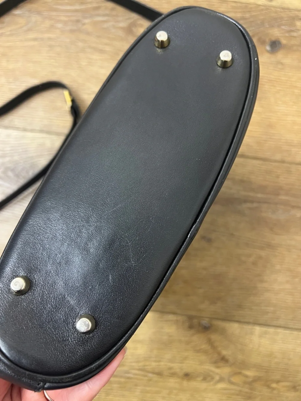 Vintage HCL Black Leather Monogram Crossbody Bag